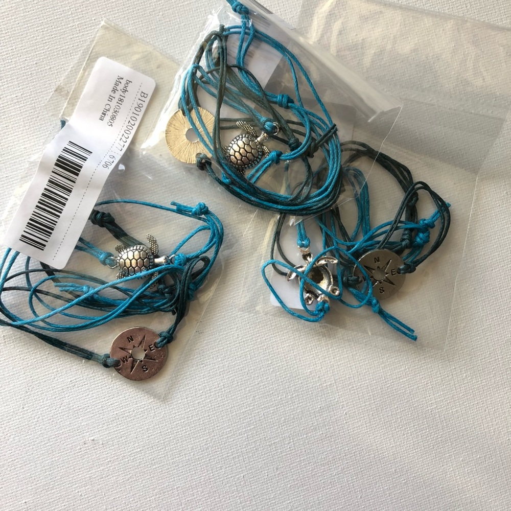 Blue Sea Turtle Compass Anklet Set - Picture 6 of 7